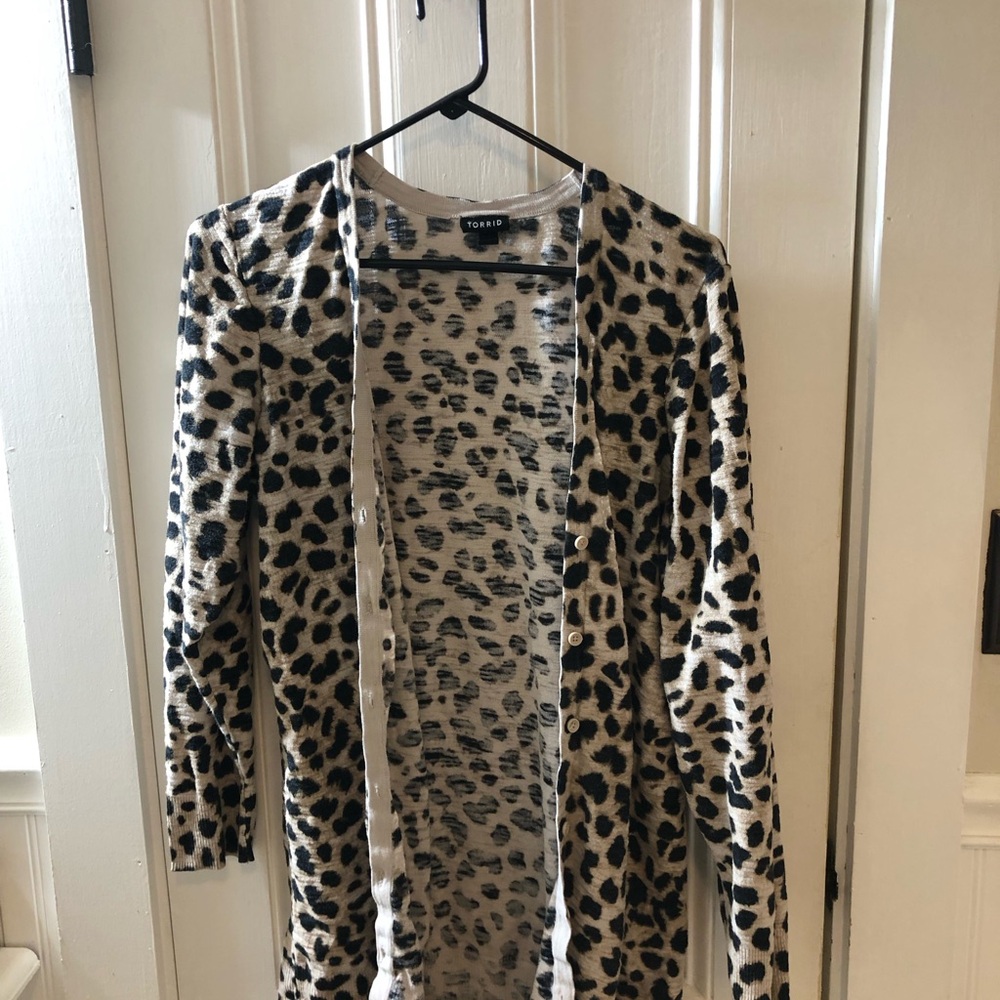Torrid Leopard Print Cardigan - Black and Cream